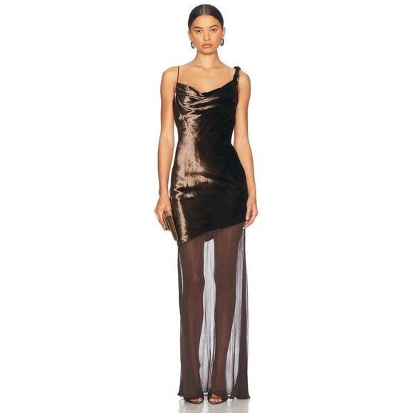 NWT Staud Beaton Mixed Media Dress in Dark Chocolate sz 2 - Picture 1 of 9